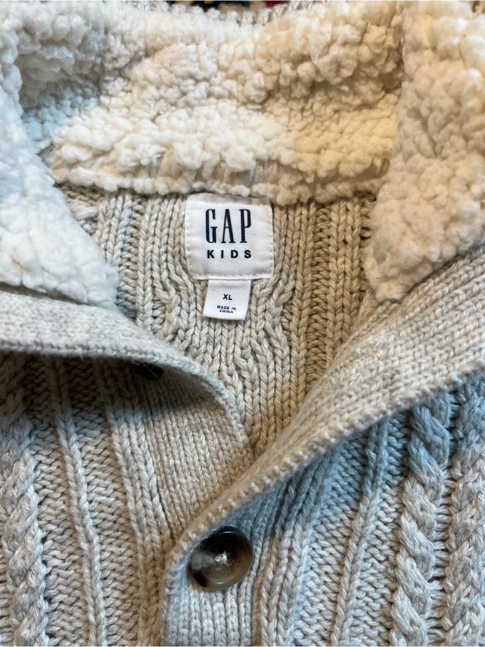 GAP Kids Cream Cable-Knit‎ Mock Neck Sweater